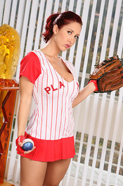 Busty Redhead In Baesaball Outfit 00