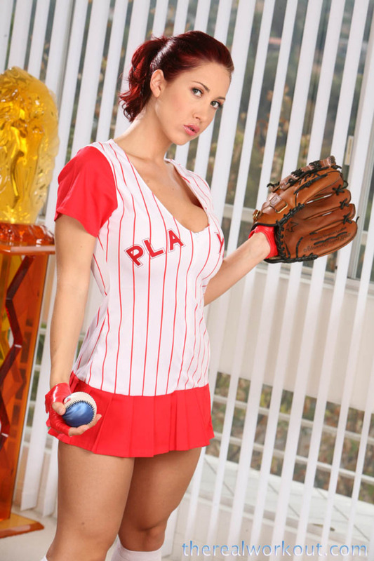 Busty Redhead In Baesaball Outfit 00